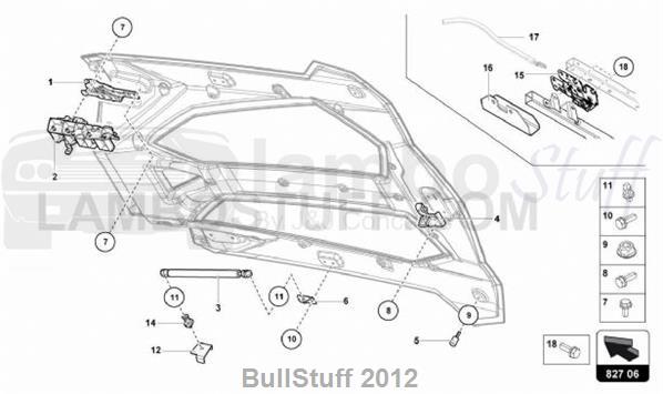 2016 Lamborghini AVENTADOR SV LP750-4 ROADSTER EUROPE ENGINE COVER WITH INSP. COVER (827.06.00)